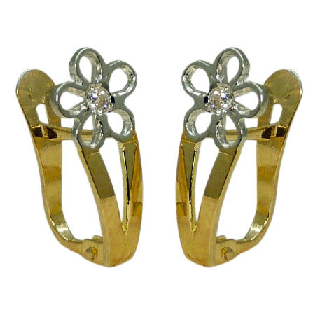 TWO TONE GOLD FLOWER EARRINGS