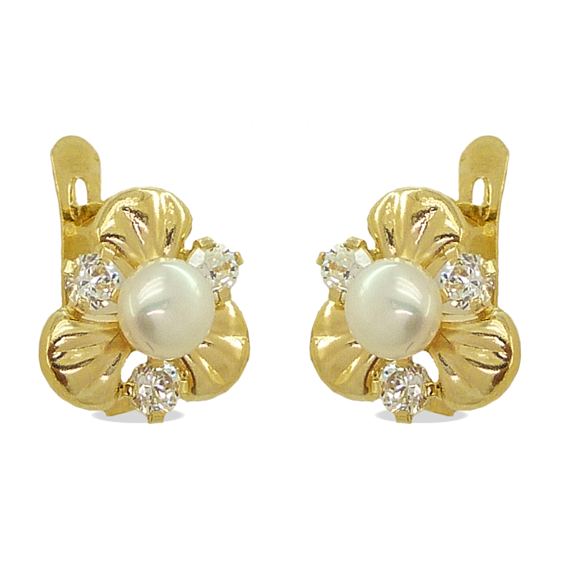 FRESHWATER PEARL AND CZ EARRINGS