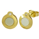 MOTHER OF PEARL ROUND STUD EARRINGS.PUSHBACK.