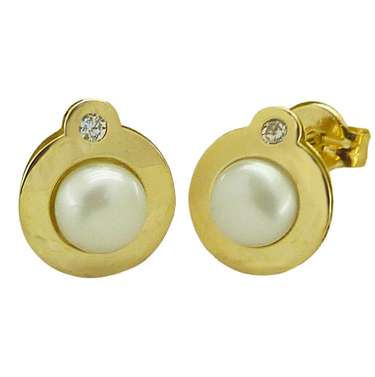 FRESHWATER PEARL ROUND STUD EARRINGS.