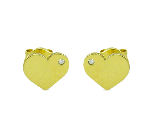 PENDIENTES CORAZON PLANO 8.5MM CON CIRCONITAS. PRESION
