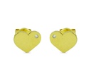8MM HEART STUD EARRINGS WITH CZ.