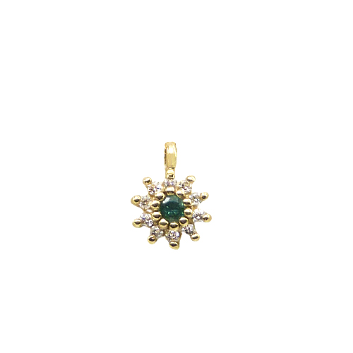 COLGANTE NANO ESMERALDA 2MM 10 BRILLANTES 1MM H-SI 0.06CT TW.
