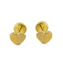 6MM HEART STUD EARRINGS WITH CZ.SCREW BACK.