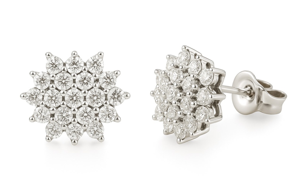 WHITE GOLD EARRINGS WITH 38 DIAMONDS H-SI 0.12 CT TW.