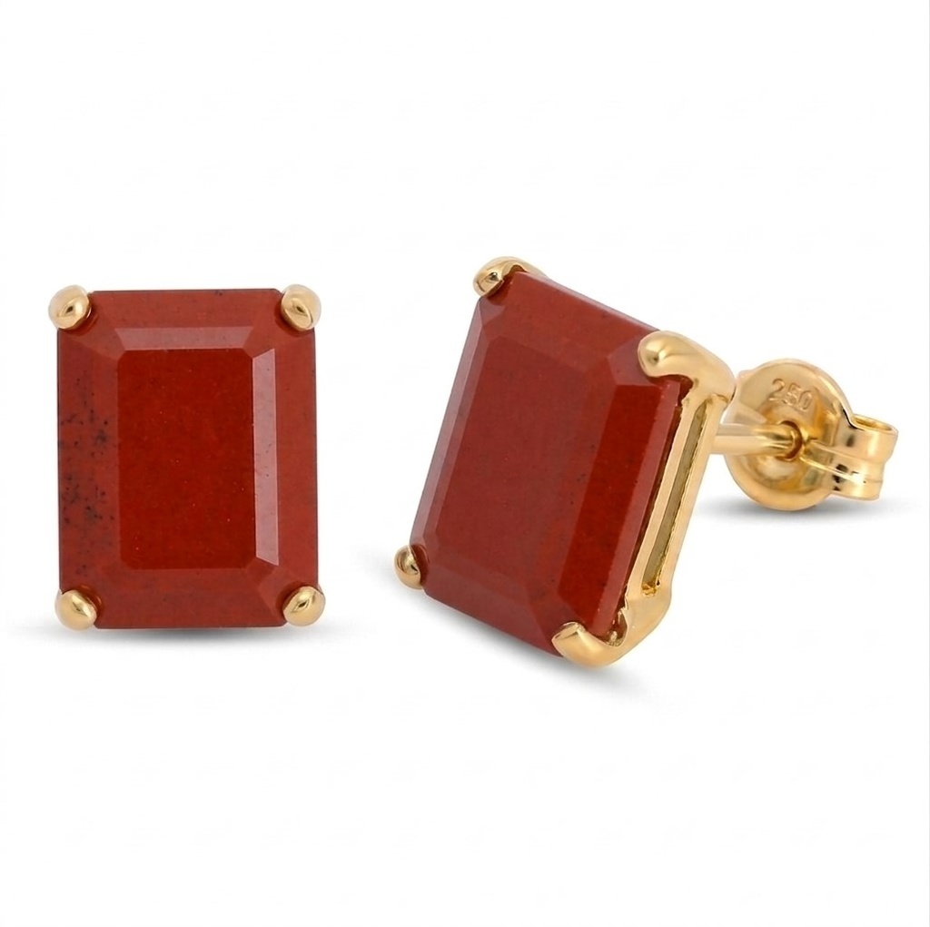 PENDIENTES CUARZO COLOR  RUBI 8x6MM