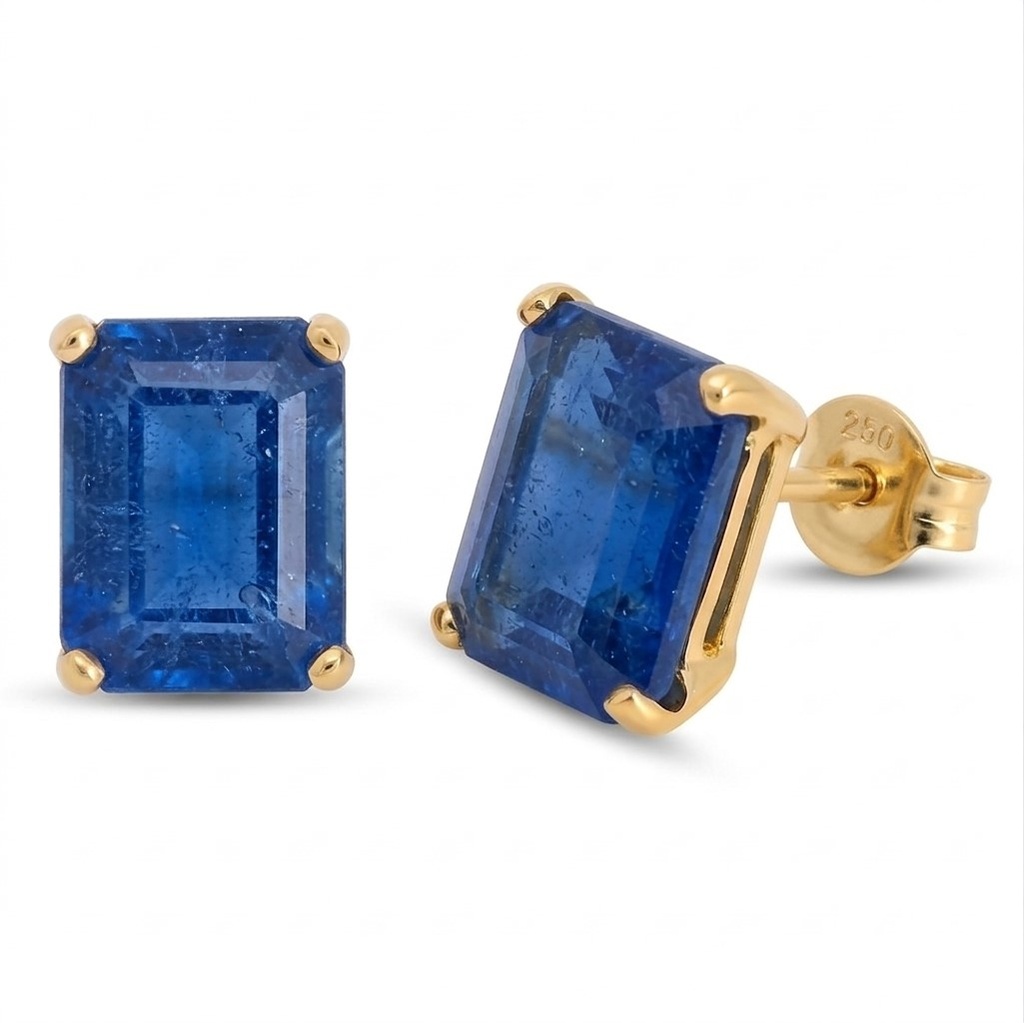 PENDIENTES CUARZO COLOR  ZAFIRO 8x6MM