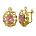 14x9MM OPENWORK EARRINGS PINK  COLOR  CZ