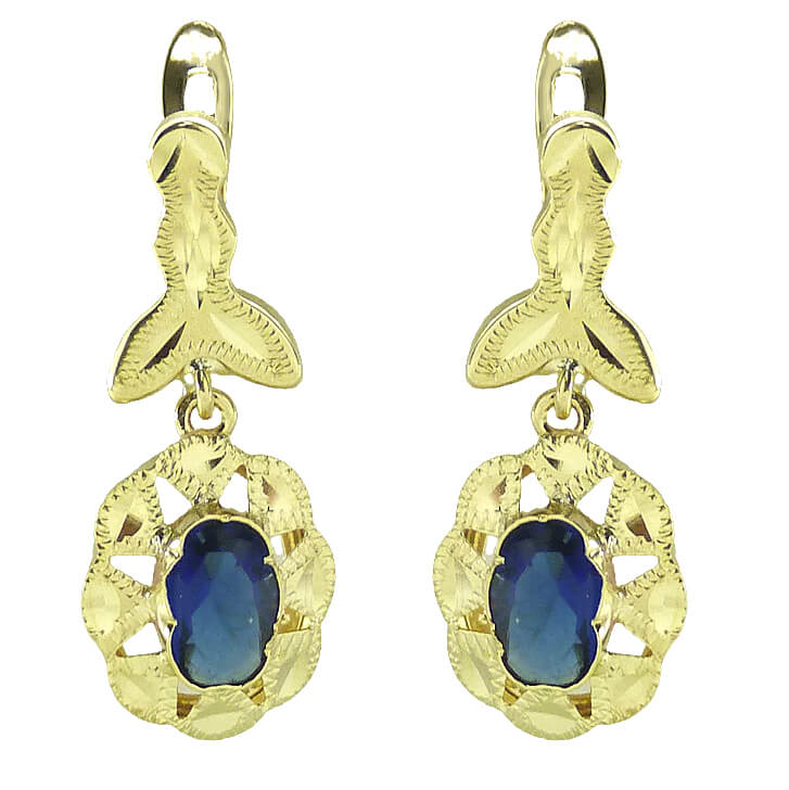  22MM OPENWORK EARRINGS SAPPHIRE COLOR  CZ