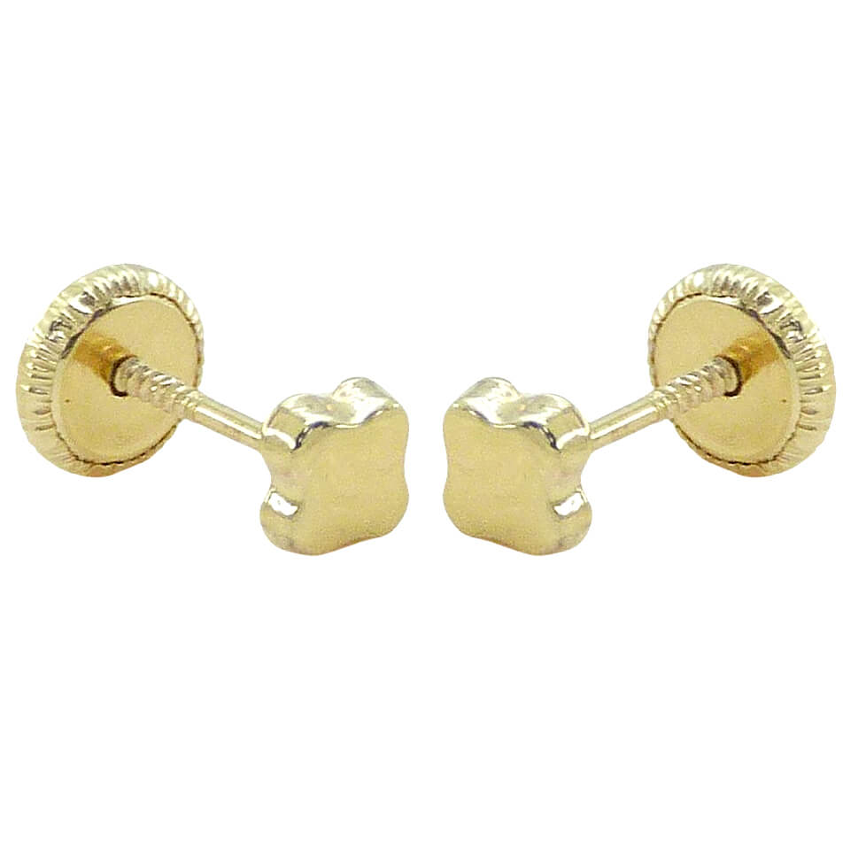 4'5MM QUATREFOIL STUD EARRINGS.SCREW BACK.