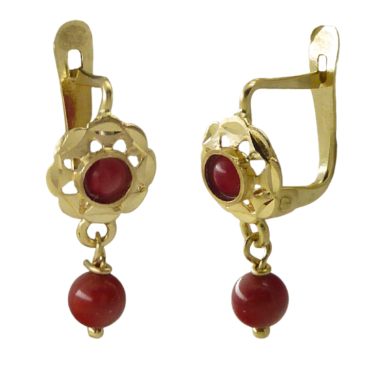 PENDIENTES CUBANA BOLA COLOR CORAL.CATALAN