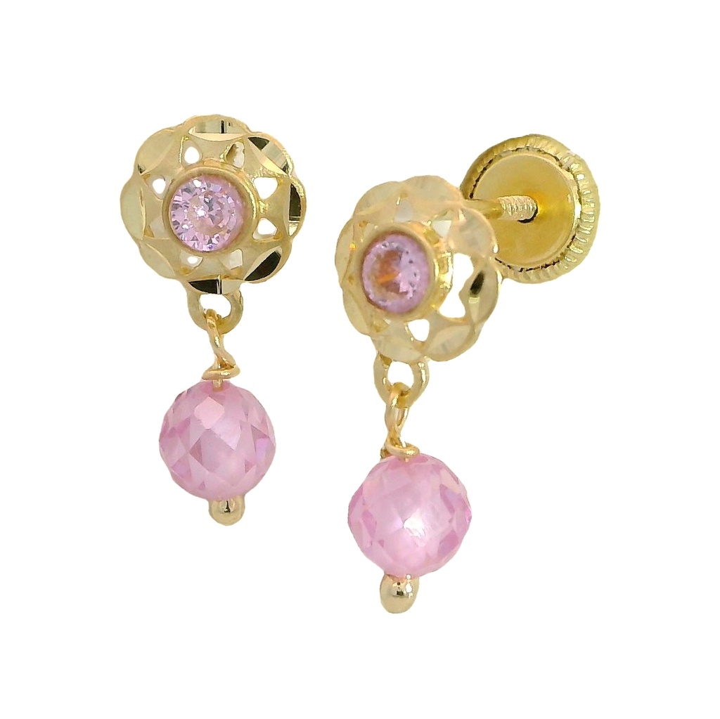 PENDIENTES CUBANA CRISTAL ROSA.TORNILLO.15MM.