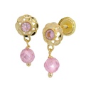 PENDIENTES CUBANA CRISTAL ROSA.TORNILLO.15MM.