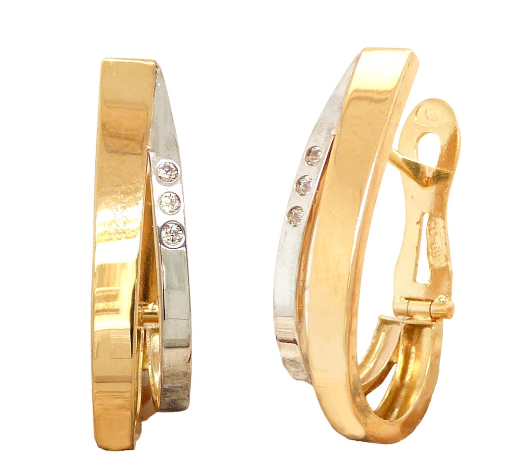 PENDIENTES DOBLE ARO CIRCONITAS 20x8MM BICOLOR CATALAN