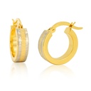 TWO TONE ROUND HOOPS EARRINGS.14x4MM.