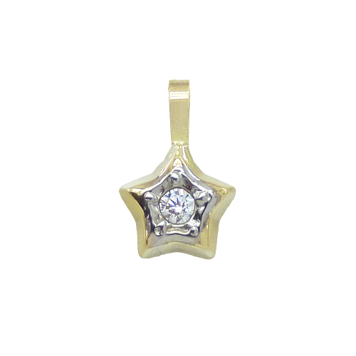 5MM TWO TONE STAR PENDANT WITH CZ.