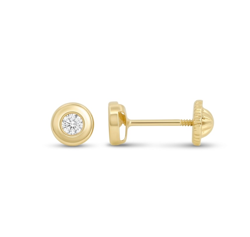 4MM CZ BAZEL STUD EARRINGS.SCREW BACK.