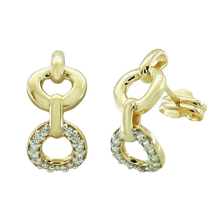 17MM LINKS EARRINGS WITH CZ.