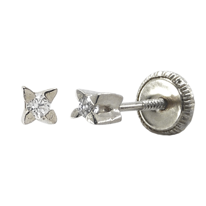 1'7MM CZ STUD EARRINGS.SCREW BACK.