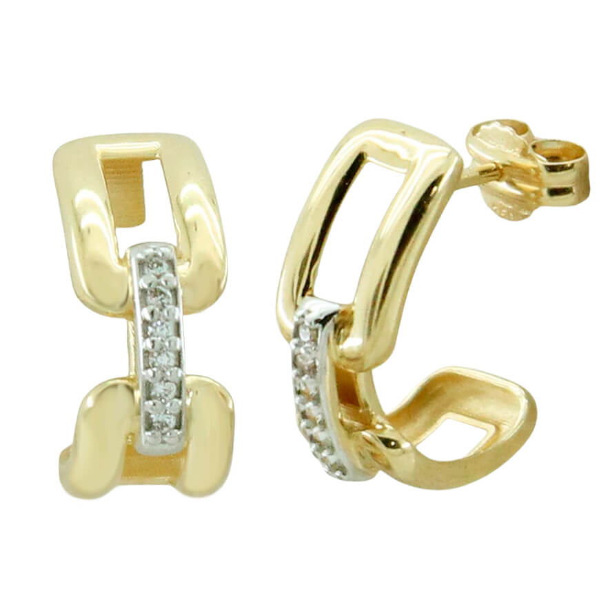 17MM LINKS EARRINGS WITH CZ.