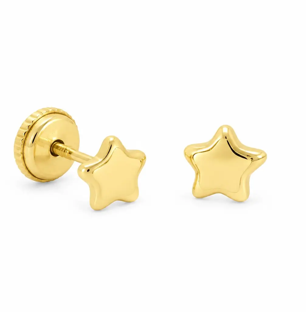 5.5MM STARS KID EARRINGS.SCREW BACK