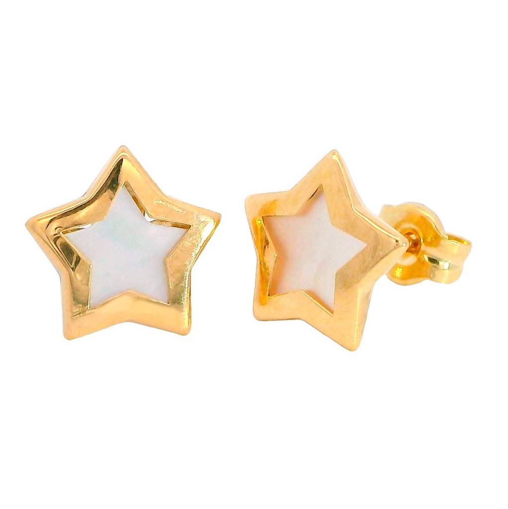 8MM MOTHER OF PEARL STUD EARRINGS.PUSHBACK.