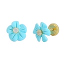 FLOWER STUD EARRINGS.TURQUOISE COLOR.SCREW BACK.