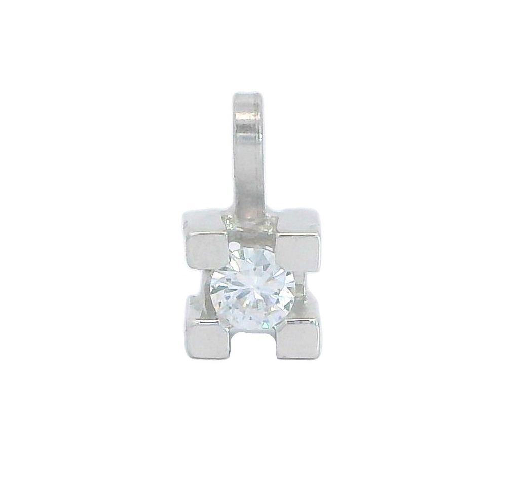 3x3MM CZ WHITE GOLD SQUARE PENDANT.