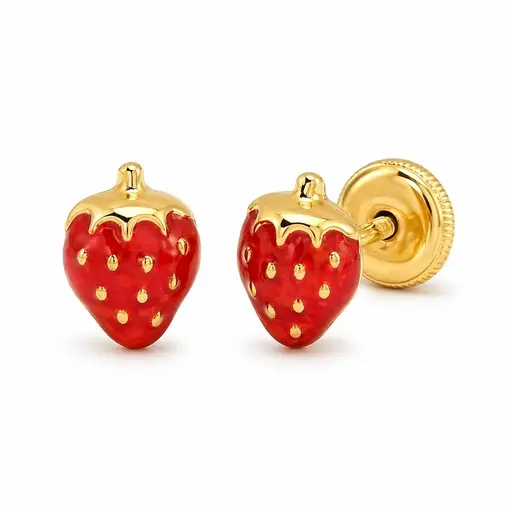 7MM ENAMEL STRAWBERRY KID EARRINGS