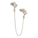 SINGLE EARRING WITH CZ AND CHAIN.WHITE GOLD.