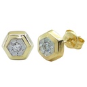 PENDIENTES HEXAGONO BICOLOR 5MM.PRESION.