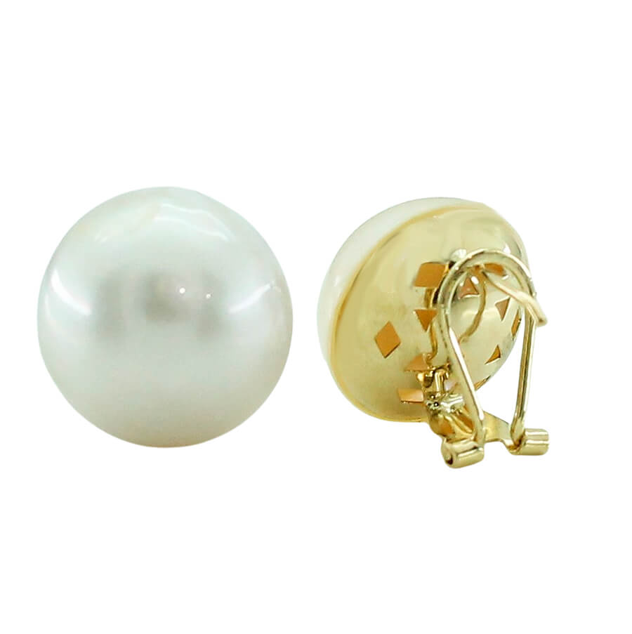 15/18MM MABE PEARL EARRINGS.OMEGA BACK.