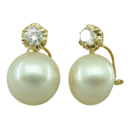 12/15MM MABE PEARL EARRINGS.OMEGA BACK.
