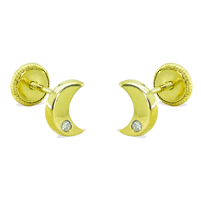 6'5 MM MOON STUD EARRINGS.SCREW BACK.