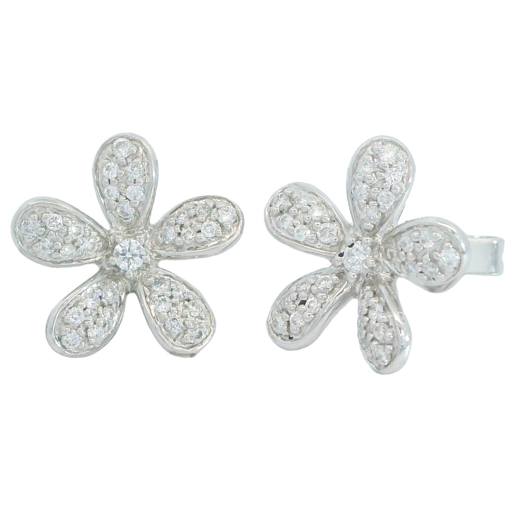 PENDIENTES FLOR DE BRILLANTES BRILLANTES PRESION