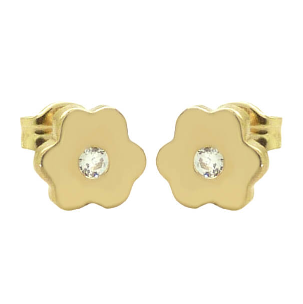 7MM FLOWER STUD EARRINGS.PUSH BACK.