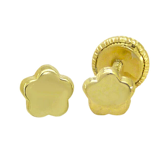 4'5MM FLOWER STUD EARRINGS.SCREW BACK.