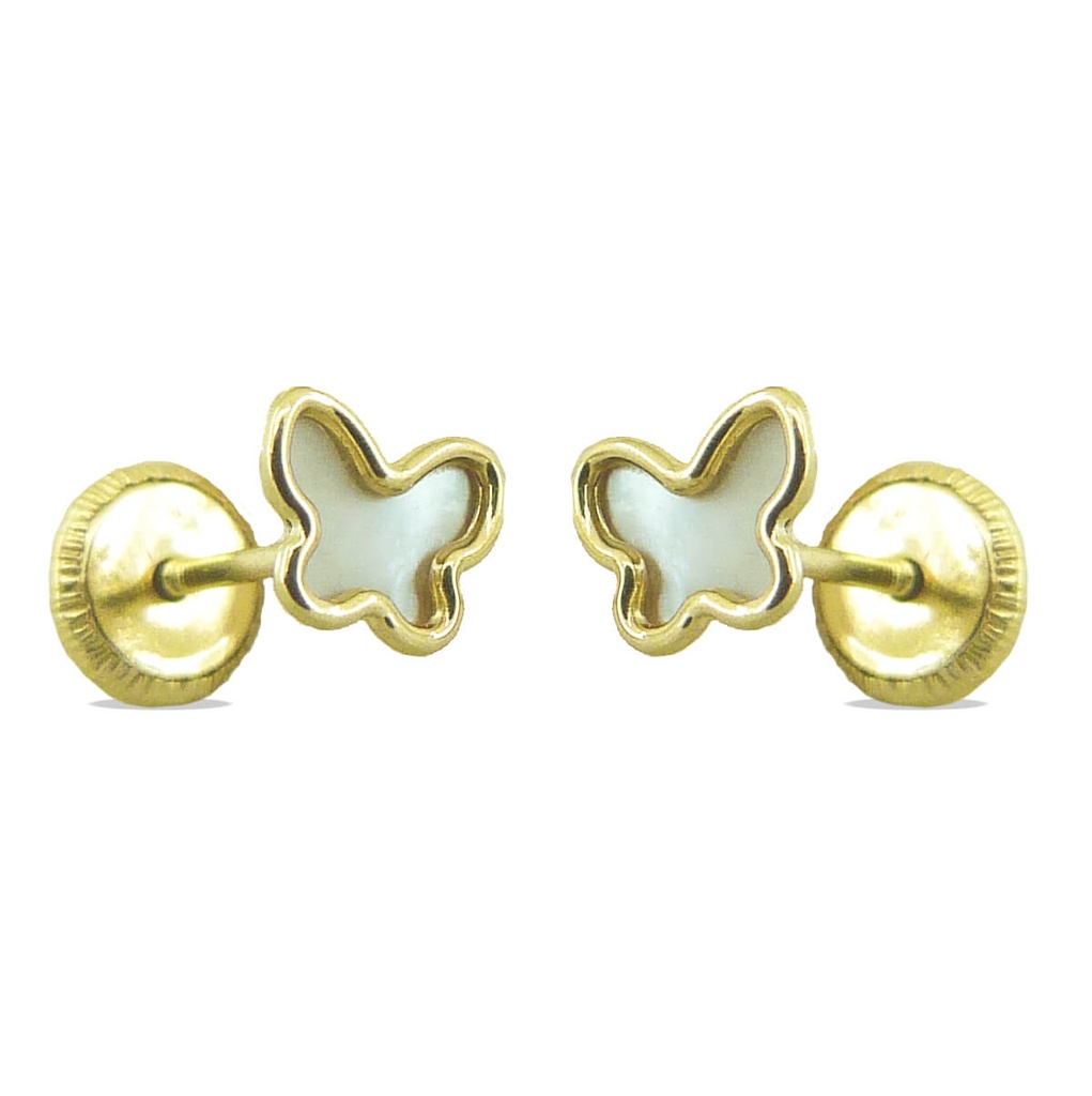 PENDIENTES MARIPOSA NACAR 5MM TORNILLO