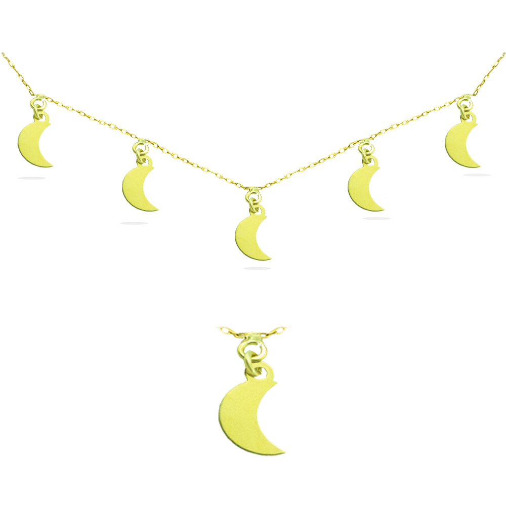 6MM MOON CHARMS NECKLACE.45CM CHAIN.