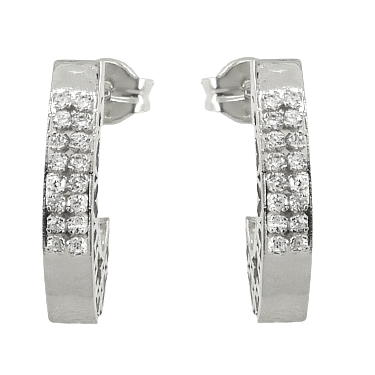 15MM WHITE GOLD HALF HOOP EARRINGS.