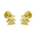 PENDIENTES SILUETA NIÑA MICRO ENGASTE.TORNILLO