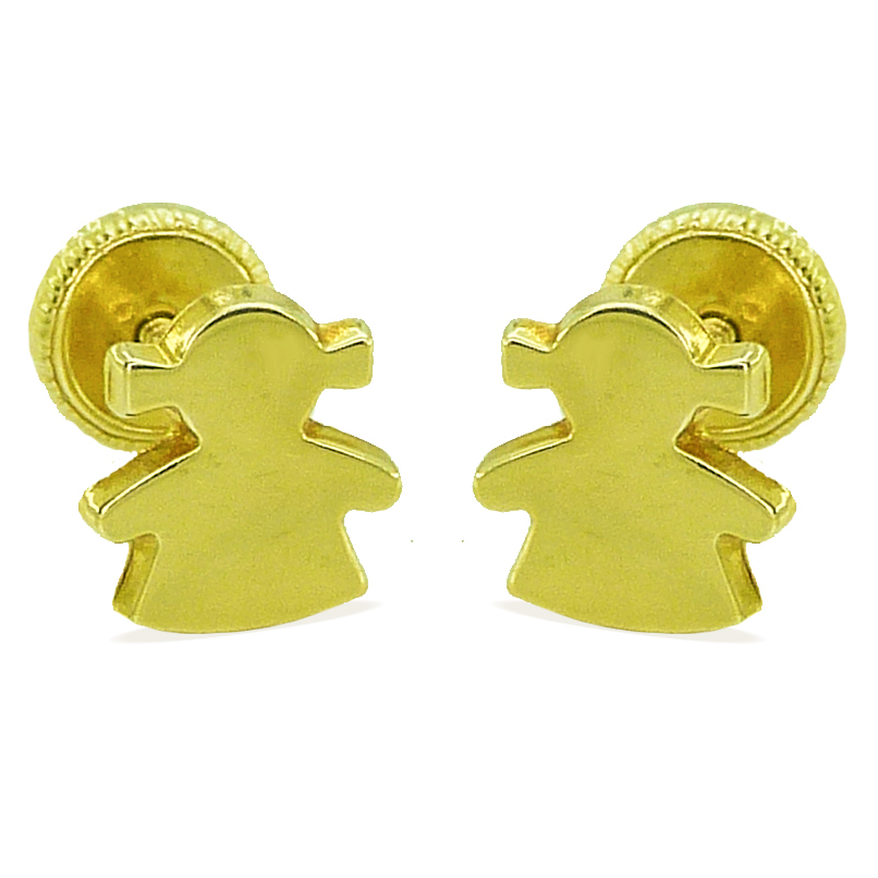 7MM GIRL SILHOUETTE STUD EARRINGS.SCREW BACK.