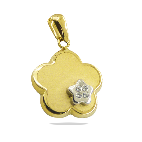 15MM TWO TONE FLOWER AND STAR PENDANT.