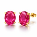 PENDIENTES OVAL 10x8MM COLOR RUBI PRESION