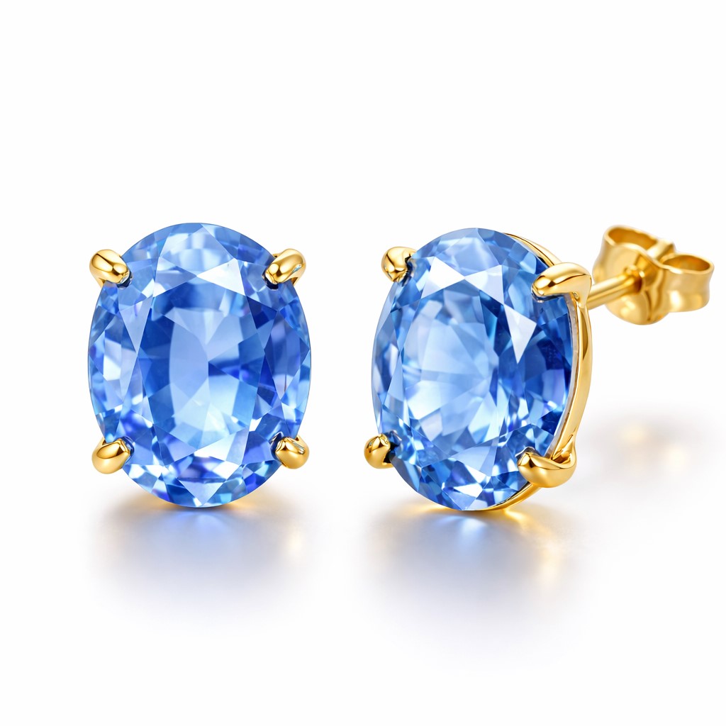 10x8MM AQUAMARINE COLOR CZ EARRINGS.