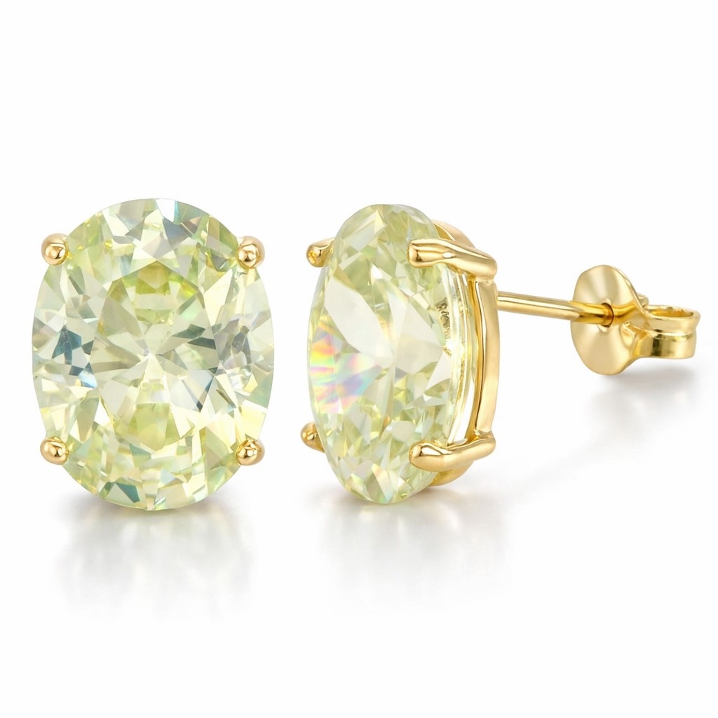 PENDIENTES OVAL 10x8MM COLOR  CITRINO PRESION