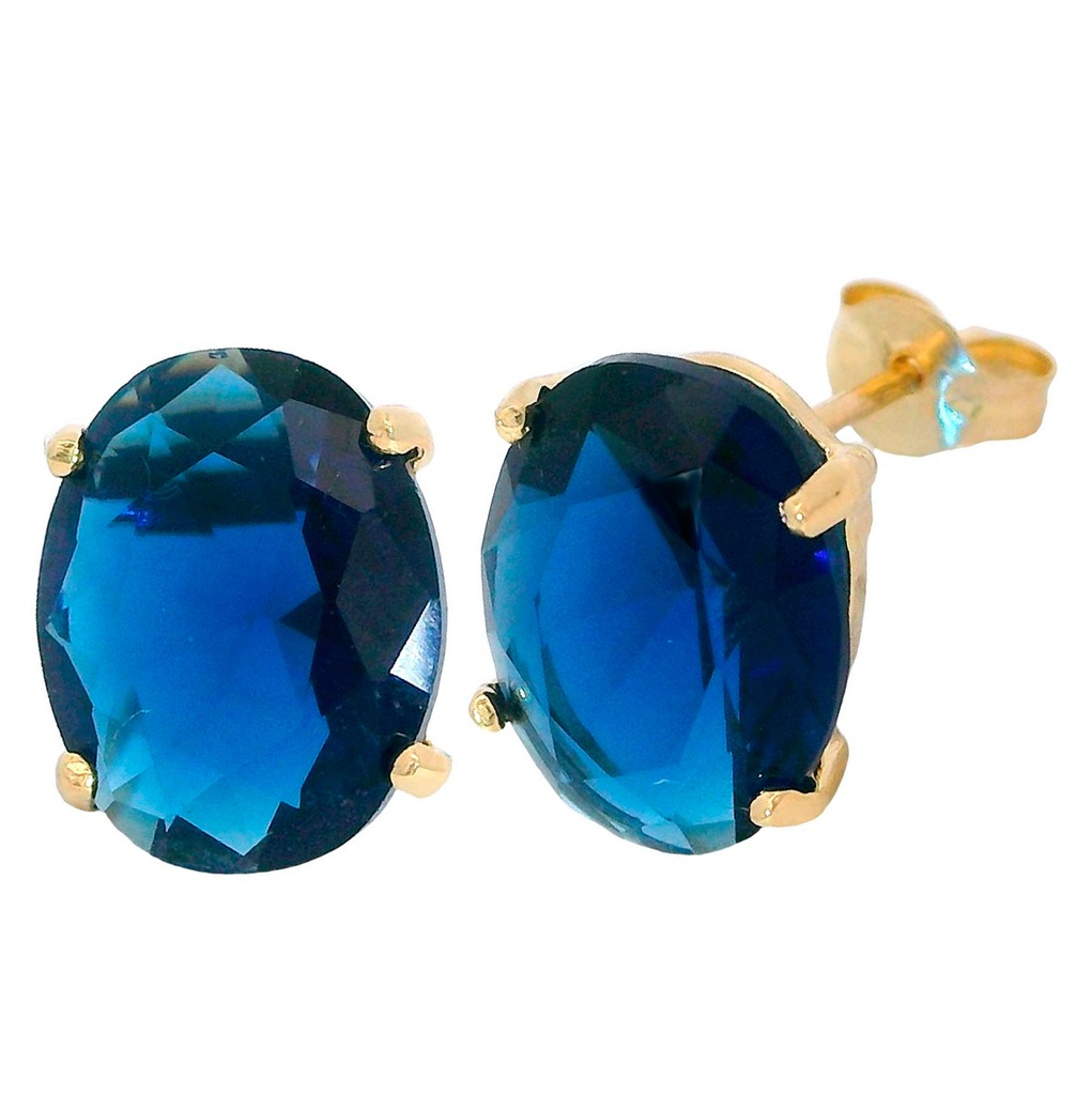 8x6MM OVAL CZ SAPPHIRE COLOR EARRINGS.