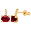 PENDIENTES RUBÍ OVAL 6x4 Y 8 BRILLANTES 1MM H-SI 0.04 CT TW