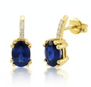 6x4MM OVAL SAPPHIRE EARRINGS WITH 1MM DIAMONDS H-SI.0.04 CT TW