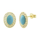 8x6MM TURQUOISE COLOR CABOCHON EARRINGS.12x10MM.